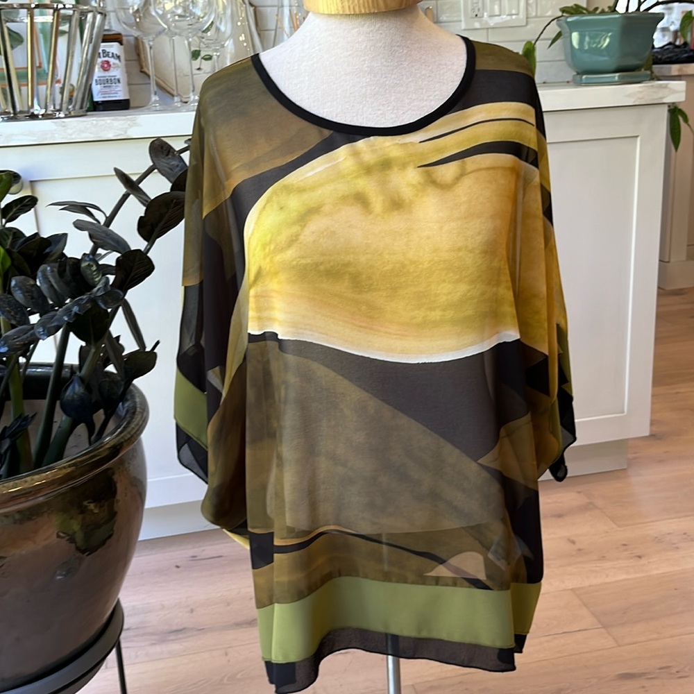 NWT Peruzzi green yellow and black caftan tunic made in Italy